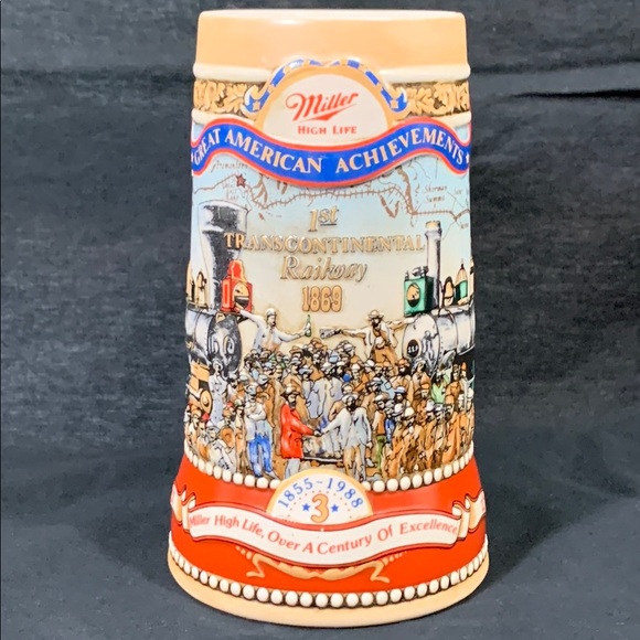Miller High Life Great American Railroads 1869 Transcontinental Railway Stein - Picture 2 of 7